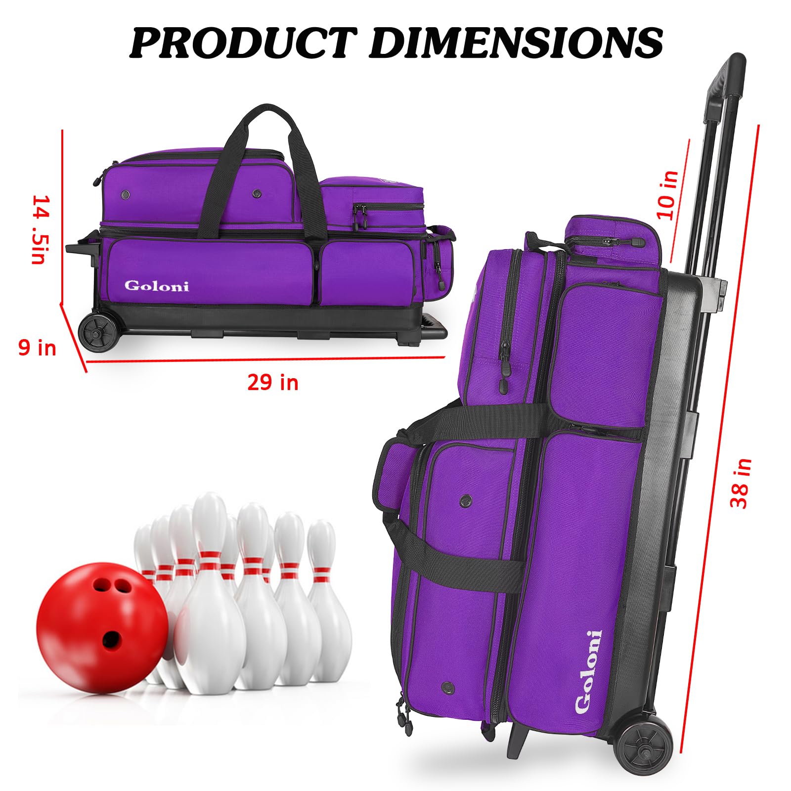 Amazon.co.jp: Goloni 3ボールボウリングバッグ キャスター付き Amazon.co.jp: Goloni 3ボールボウリングバッグ キャスター付き